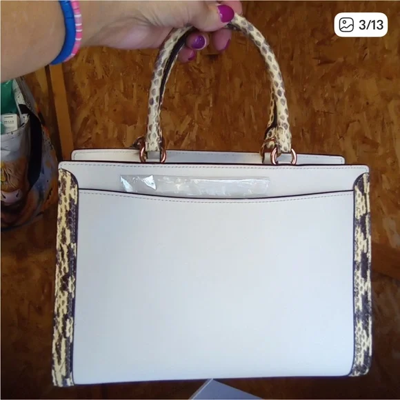 Coach Zoe Carryall Leather with Exotic Snake Skin Details W/ Lock and Key - Picture 3 of 14